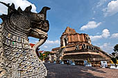 Chiang Mai - The Wat Chedi Luang. The massive chedi heavily damaged by an earthquake has been partially reconstructed apart from the spire since nobody can be sure what it looked like. 